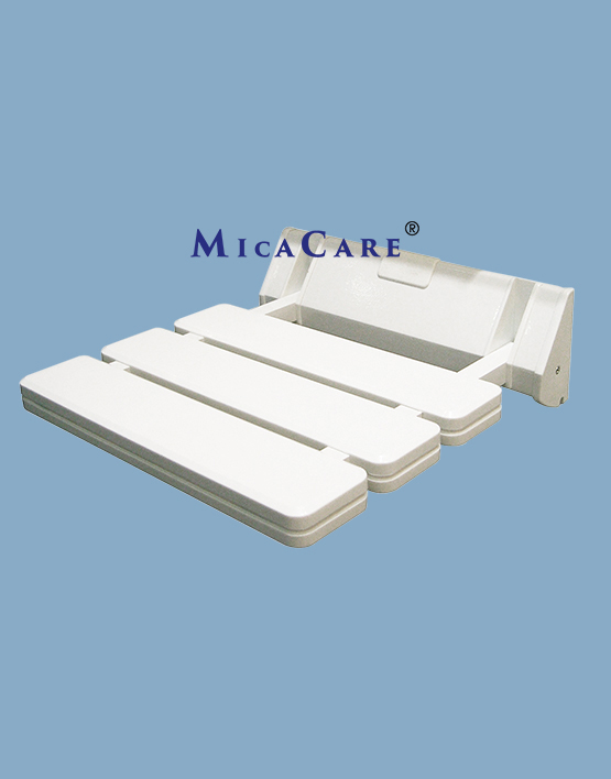 White Foldable Aisle Shower Chair Wall-Mounted Base with a Durable Plastic Seat