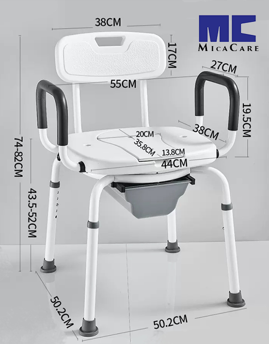 Comfortable Shower and Commode Chair with Adjustable Height - Image 3