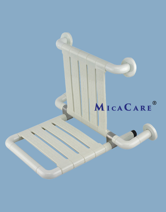 White Lightweight Folding Shower Bench with Supportive Backrest