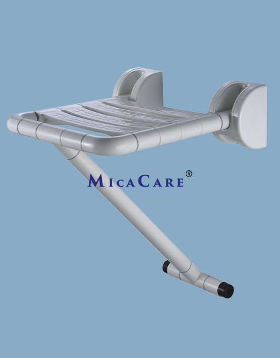 Foldable Wall-Mounted Shower Seat with Durable Plastic and Floor Support