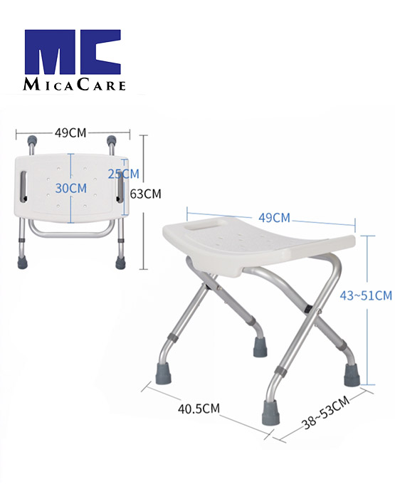 Ultra-Lightweight Foldable Aluminum Shower Chair with Safety Grip - Image 3