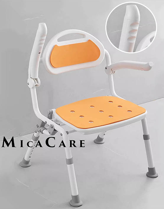 Versatile Folding Shower Chair Features an Adjustable Backrest and Secure Safety Handrail - Image 3