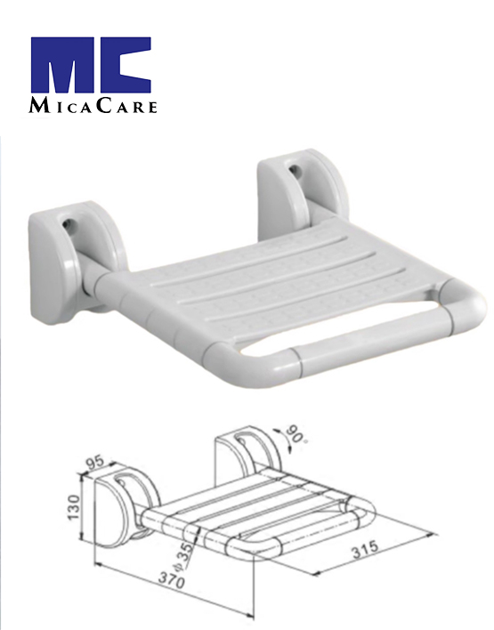Sturdy White Shower Chair with Wall-Mounted Safety Support - Image 4