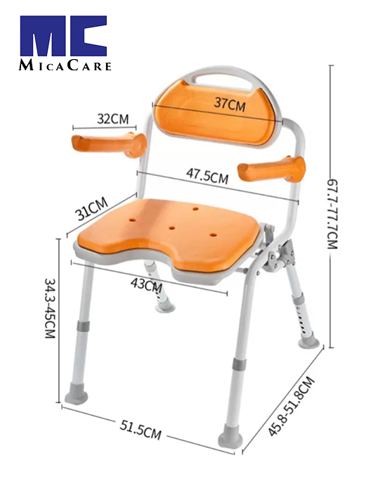 Premium Adjustable Folding Shower Chair with Back Support - Image 4