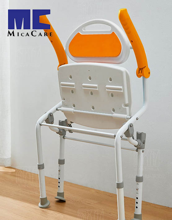 Versatile Folding Shower Chair Features an Adjustable Backrest and Secure Safety Handrail - Image 4