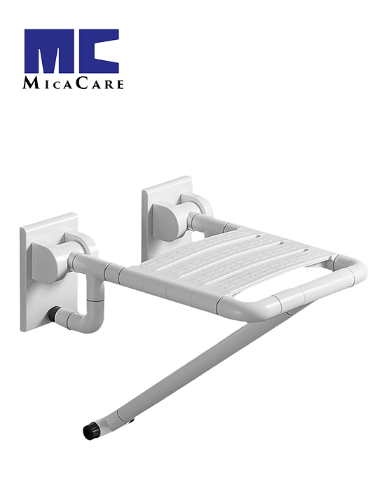 White Multi-Purpose Folding Shower Seat with Sturdy Base - Image 4