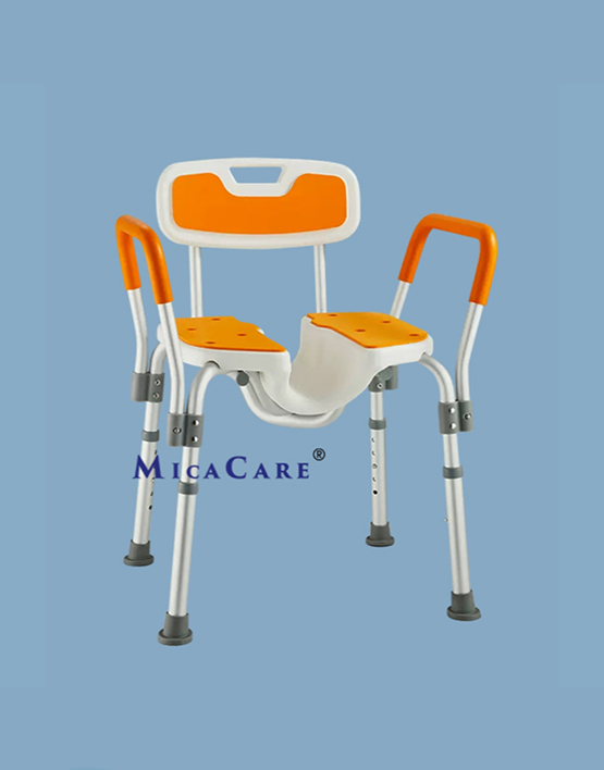 Aluminum Alloy Height Adjustable Perineal Shower Chair with Armrest