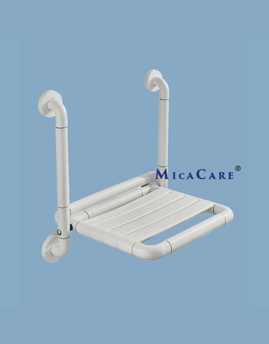 Wall-Mounted Shower Chair with Sturdy Grab Bar for Safety