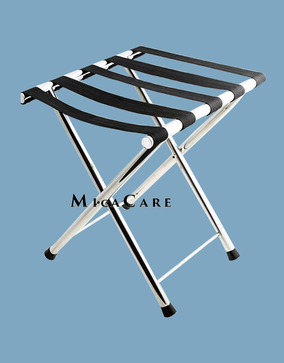 Heavy-Duty Folding Luggage Rack with Nylon Straps - Premium Stainless Steel Frame