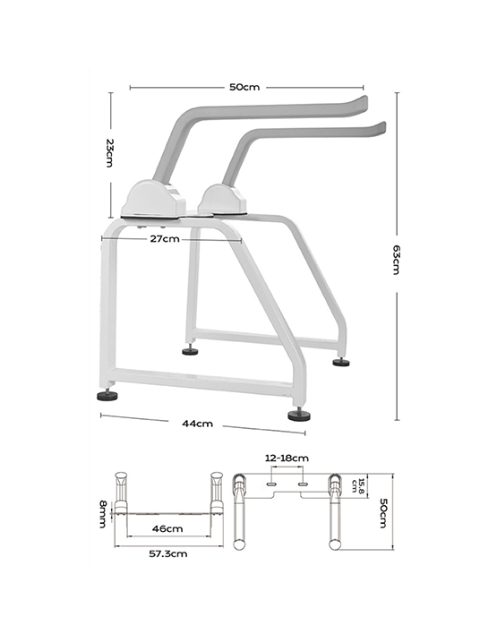 30-Inch Toilet Safety Frame with Floor Bars Support Rail Elderly Handicap Accessibility - Image 5