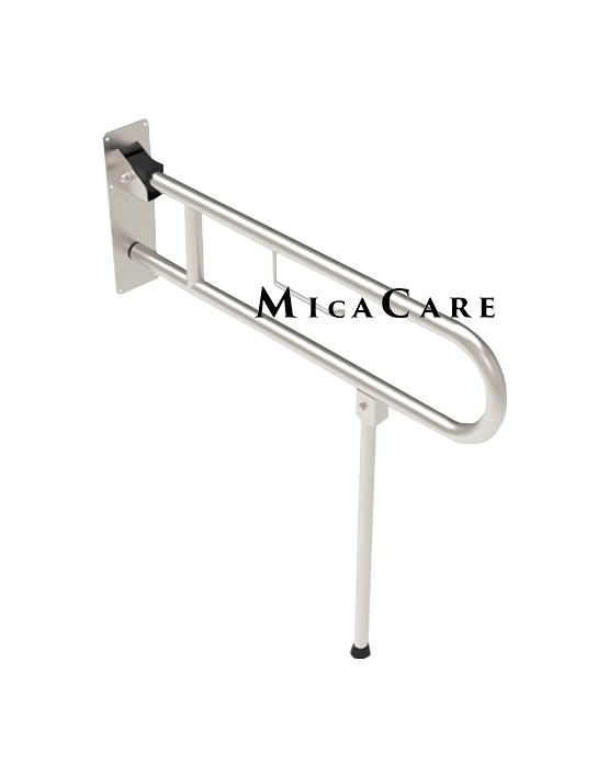 Flip-up Folding Grab Bar Toilet Safety Foldable Rail Wall Mount Floor Support