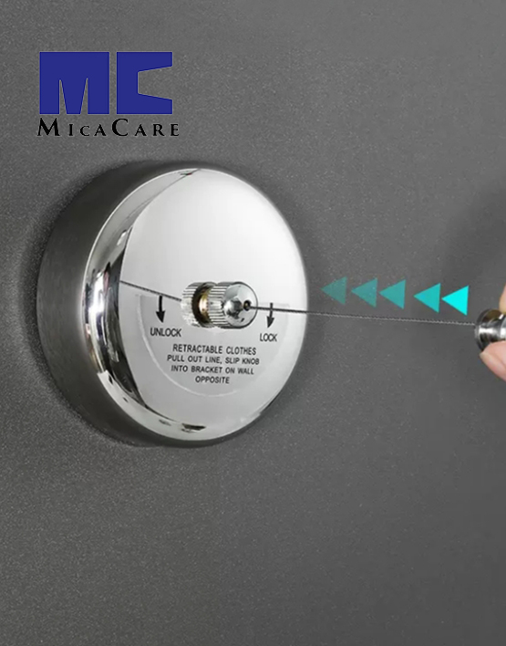 Polished Stainless Steel Retractable Clothesline for Hotel & Bathroom Laundry - Image 3