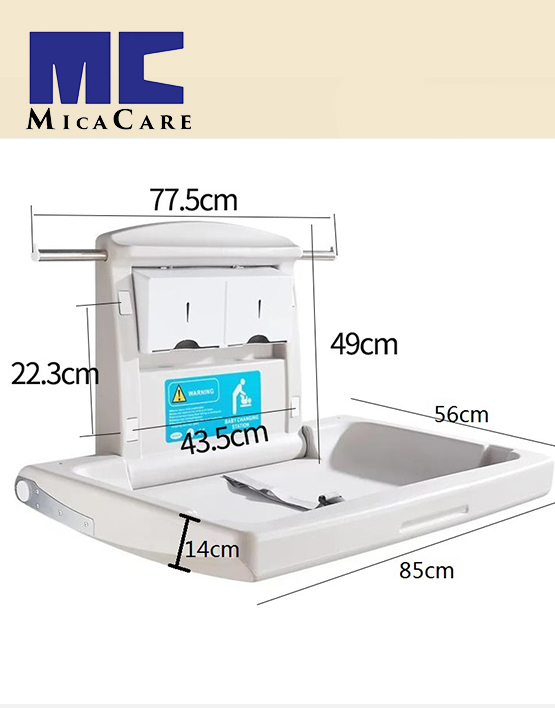 Surface-Mounted Horizontal Baby Changing Station Built-in Liner Dispenser - Image 4