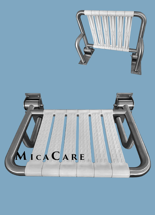 304 Stainless Steel Foldable Accessibility Shower Chair with Plastic Slatted Seat