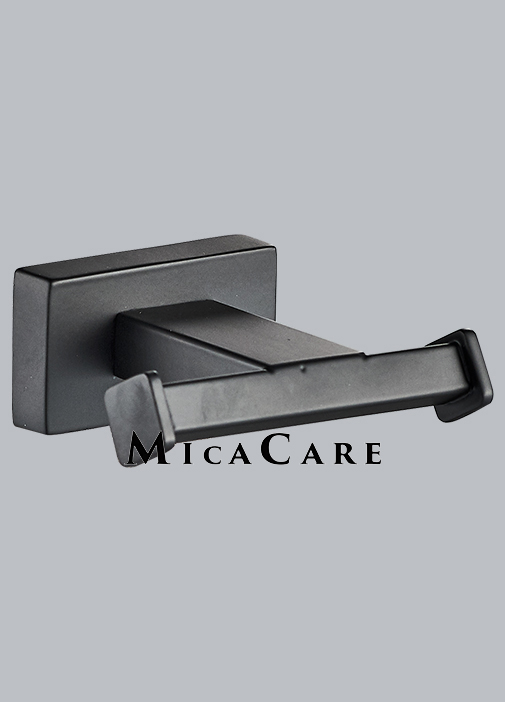 Versatile Screw Fixed Double Hook Square Black Wall Mount Hanger