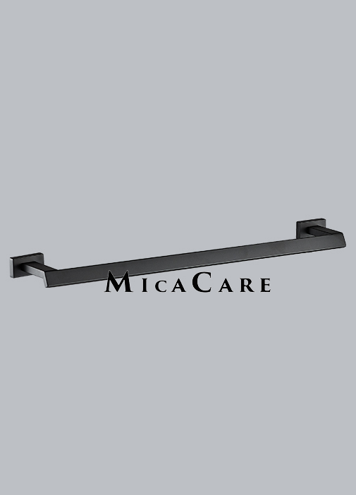 Elegant Square Matt Black 304 Stainless Steel Towel Bar for Modern Bathrooms