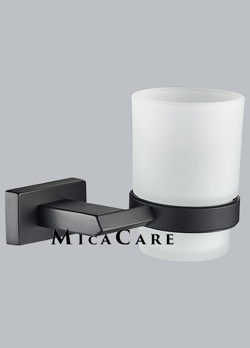 Stylish Square Matt Black 304 Stainless Steel Toothbrush Tumbler Holder