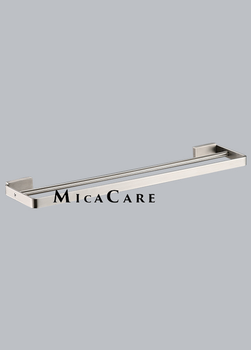 Brushed Gold 304 Stainless Steel Square Double Towel Bar for Modern Bathrooms