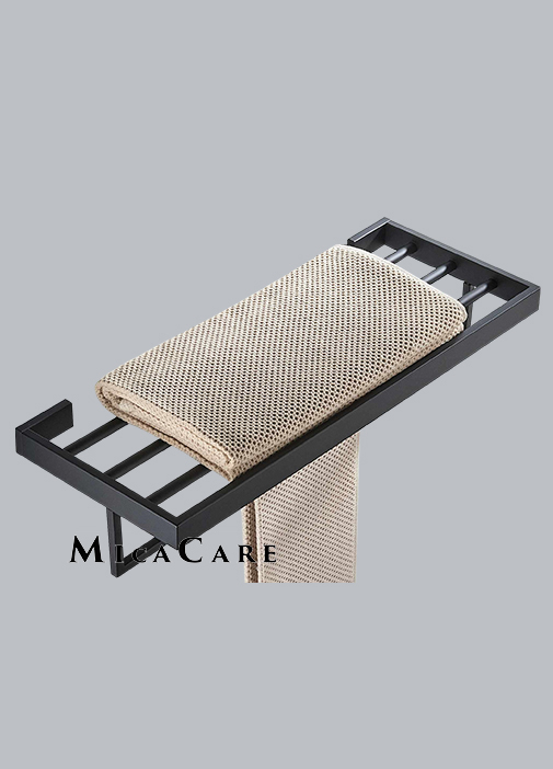 Wall Mount Matt Black 304 Stainless Steel Double Layer Towel Rack