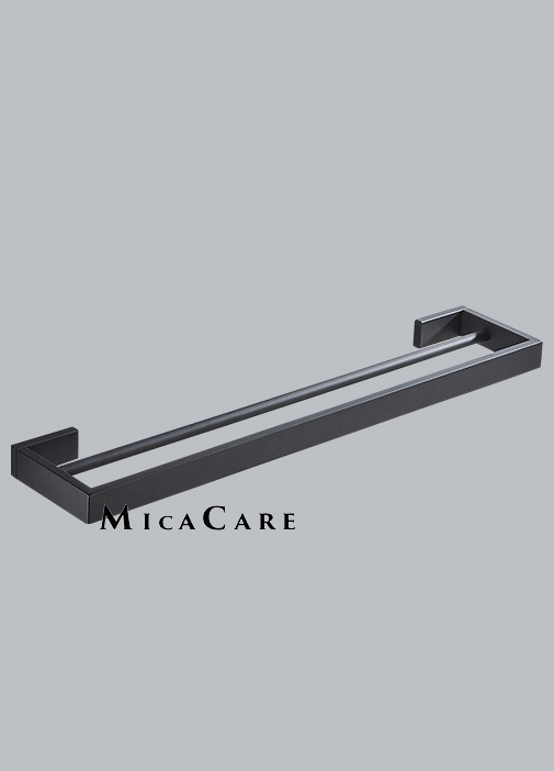 304 Stainless Steel Frame Matt Black Rectangular Double Towel Rail