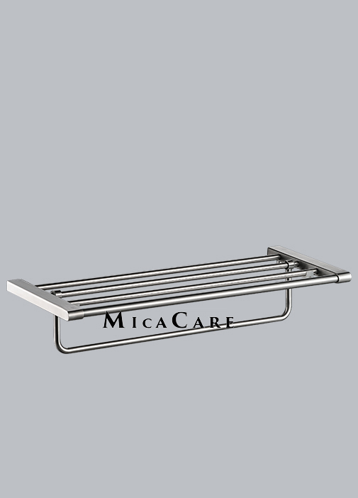 Wall Mount Brushed Gold Double Tier Towel Rack with Top Shelf