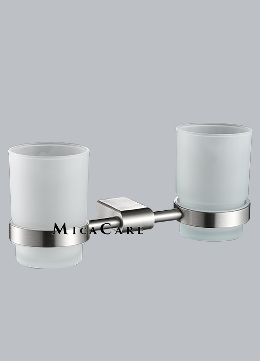 Brushed Gold Stainless Steel Double Glass Tumbler Holder for Hotel Projects
