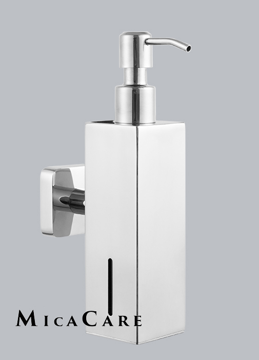 Square Brushed Stainless Steel Wall Soap Dispenser with Visible Liquid Window