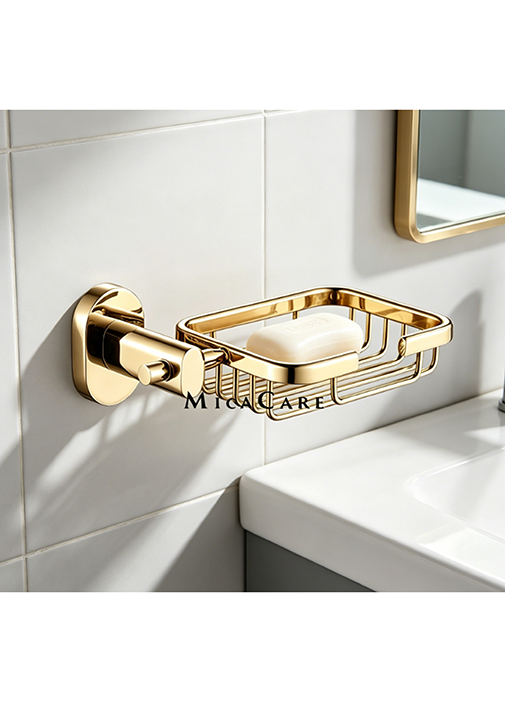 Wall Mount Brushed Gold Stainless Steel Bathroom Soap Basket - Image 4