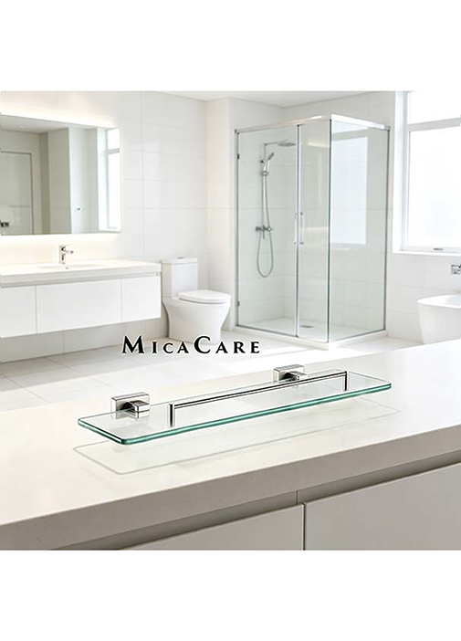 Stylish Wall Mount Clear Glass Shelf for Modern Bathroom Decor - Image 4