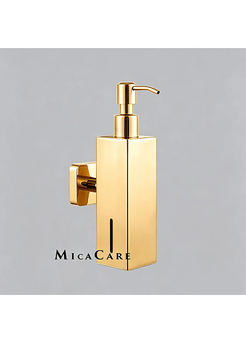 Square Brushed Stainless Steel Wall Soap Dispenser with Visible Liquid Window - Image 3