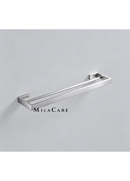304 Stainless Steel Frame Matt Black Rectangular Double Towel Rail - Image 3