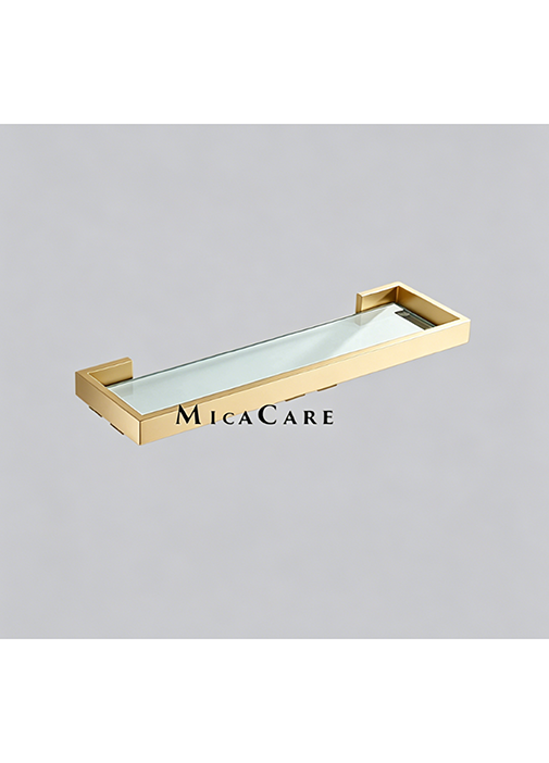Wall Mount 304 Stainless Steel Single Tier Black Frame Glass Shelf - Image 3