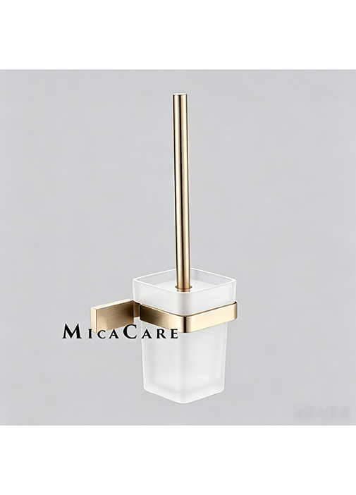Rectangular 304 Stainless Steel Brushed Gold Toilet Brush Holder - Image 3
